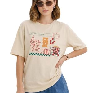 juneberry ® women’s pure cotton oversized baggy fit drop shoulder half sleeve round neck front chest printed t shirt